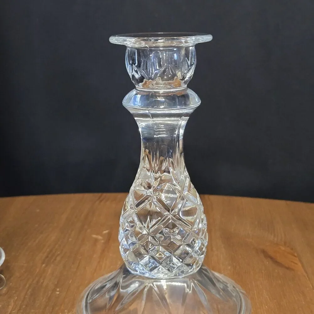 Vtg MCM Indiana Glass Cambridge Candleholder Dangling Prisms, Art Deco 6
